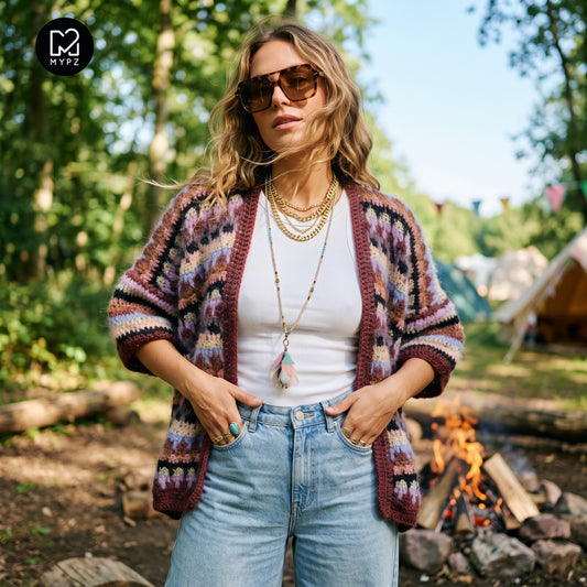 Crochet pattern - MYPZ Woodland Cardigan no5 (ENG-NL-DE-ES-FR-IT-NO-DA-SV)