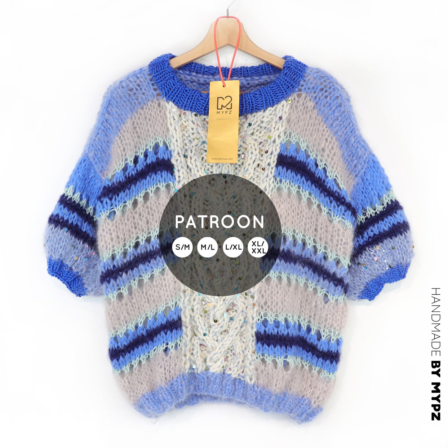 Knit pattern – MYPZ Light Alpaca Mohair Top Cable Heart Blue No10 (ENG-NL-DE)