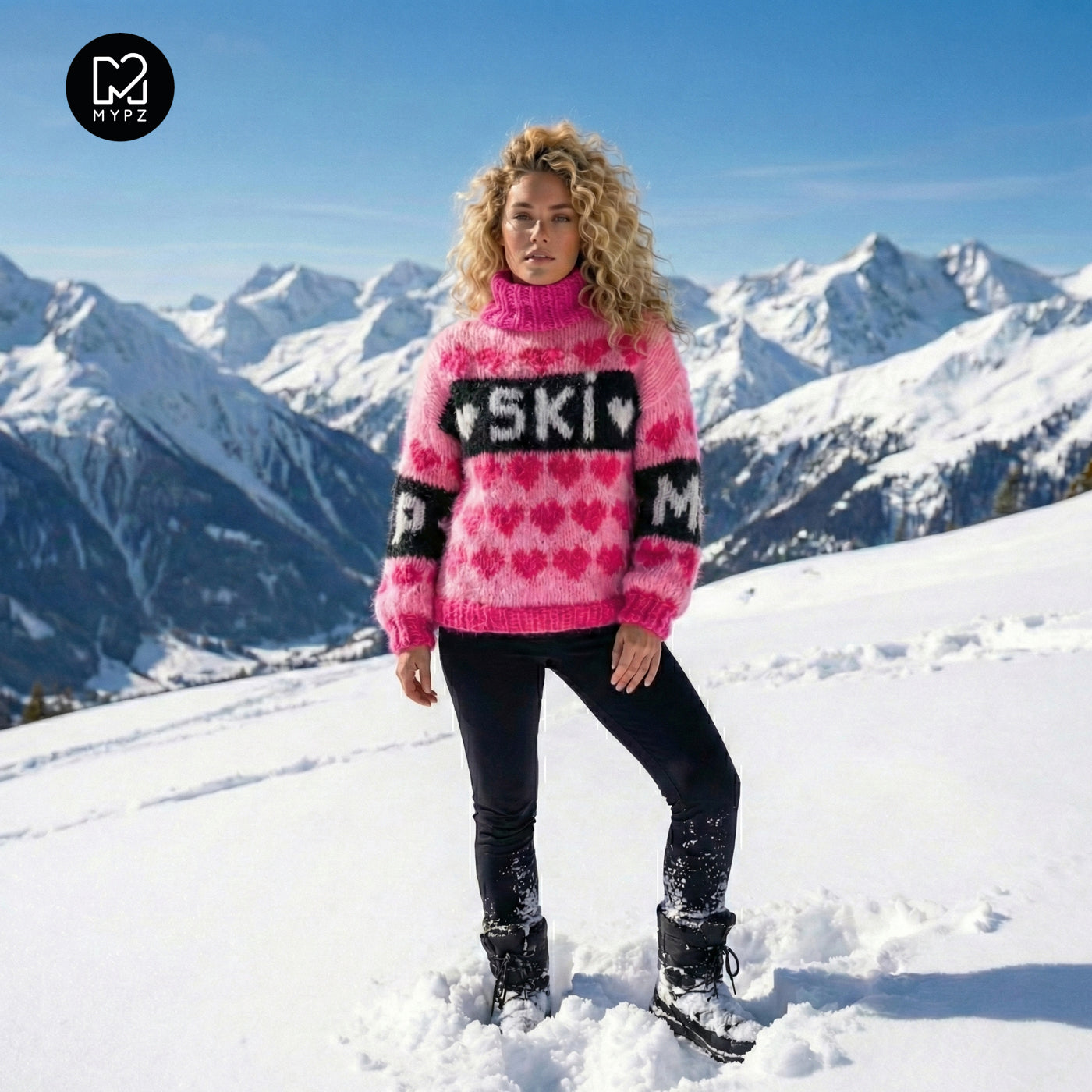 MYPZ Chunky Mohair Ski Love Pullover Pink