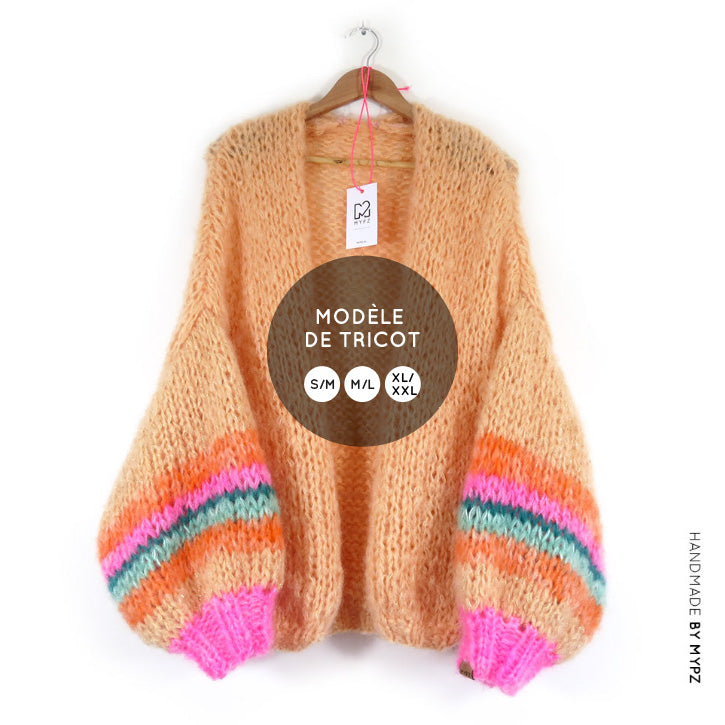 Knit pattern – MYPZ basic chunky cardigan Creme No.15 (ENG-NL-ES-DE-FR)