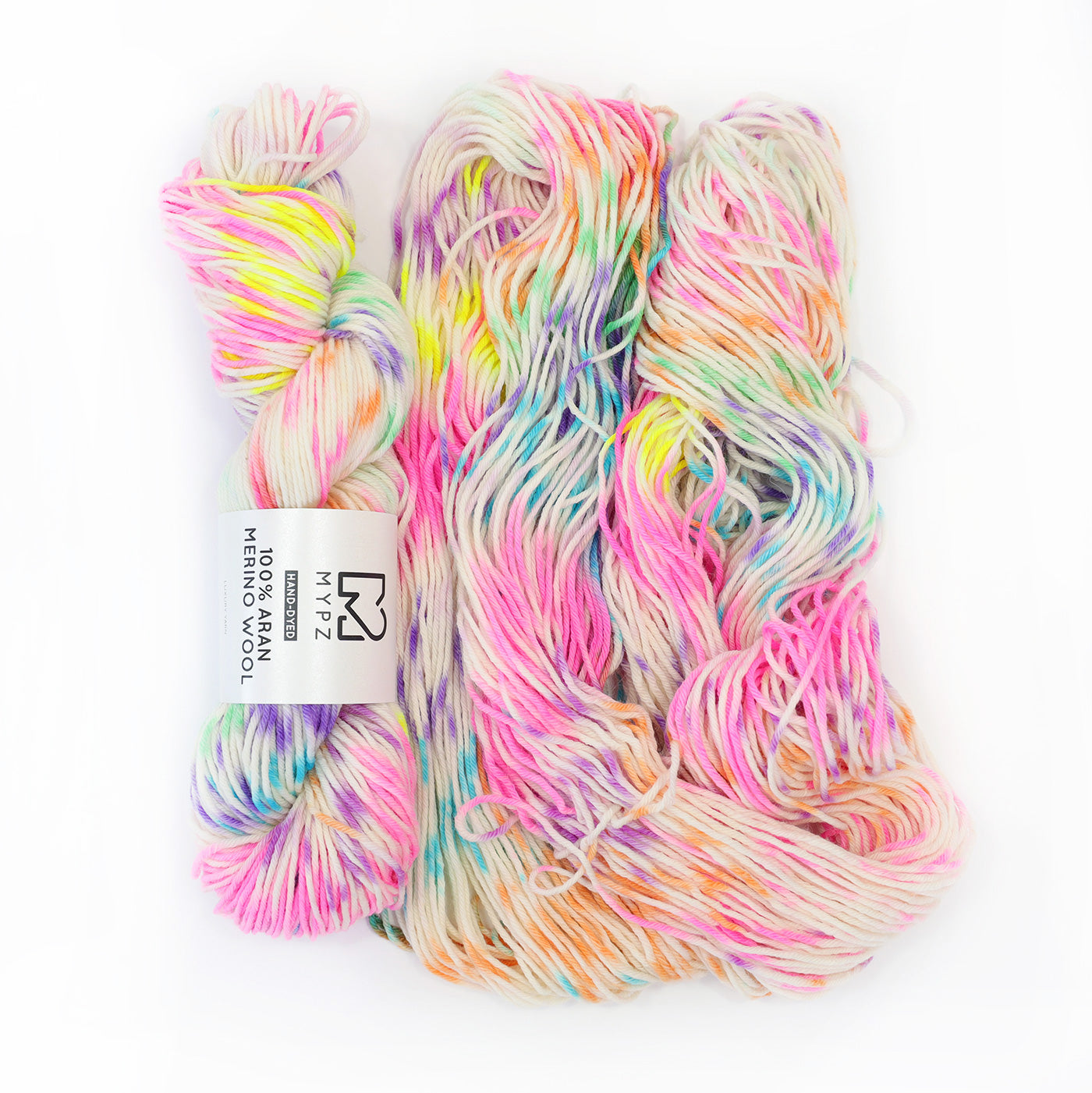 MYPZ Hand-dyed 100% Aran Merino Wool – Confetti Pink