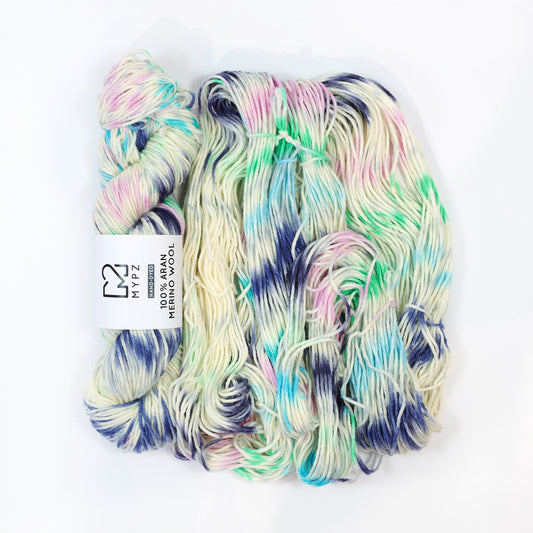 MYPZ Hand-dyed 100% Aran Merino Wool – Blue Lagoon