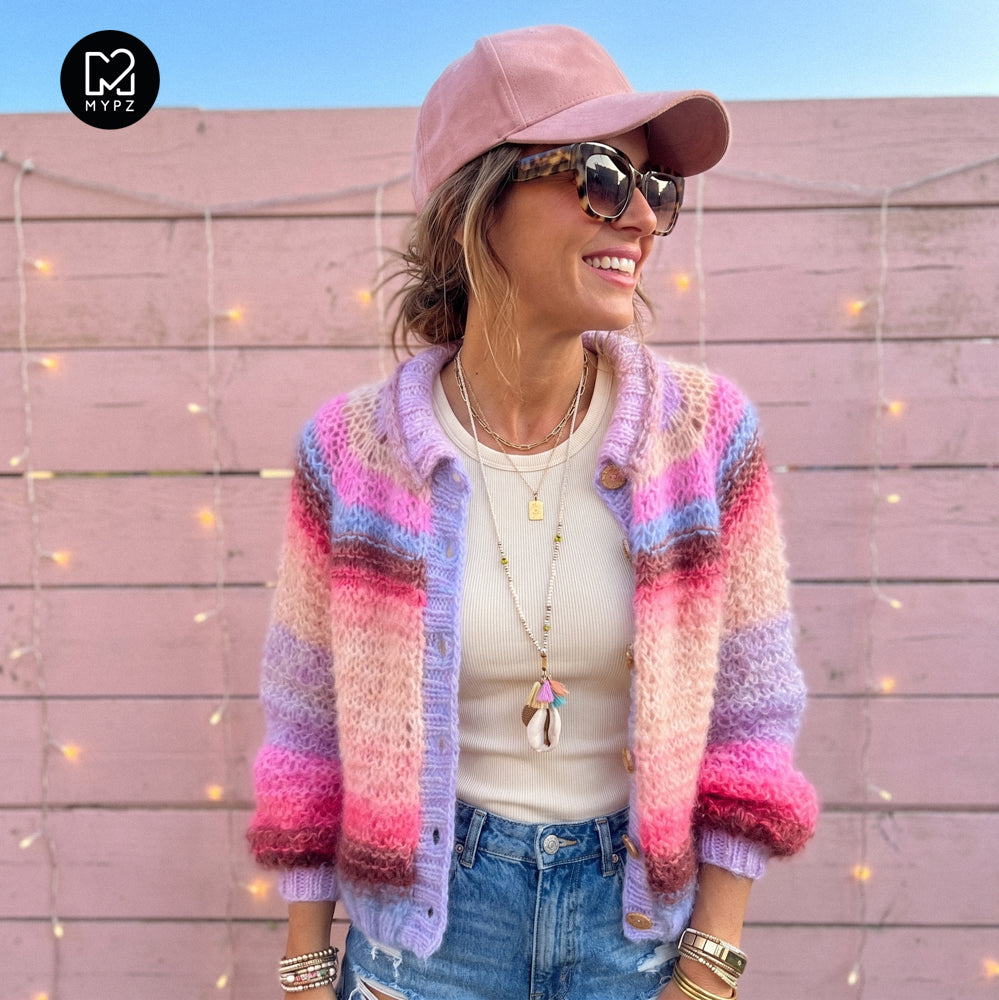 Knit Pattern – MYPZ top-down bomber cardigan Blush en Rouge No10 (ENG-NL-DE)