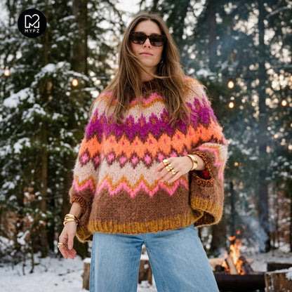 Knitting Kit – MYPZ Chunky Topdown Mohair Poncho Brownberry No.12 (ENG-DE-NL-ES-FR-IT-DA-SV-NO)