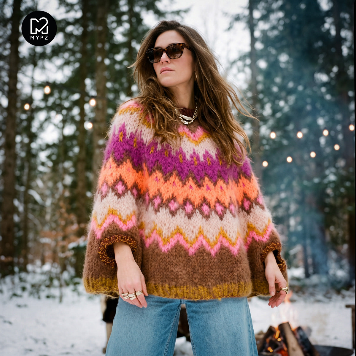 Knitting Kit – MYPZ Chunky Topdown Mohair Poncho Brownberry No.12 (ENG-DE-NL-ES-FR-IT-DA-SV-NO)
