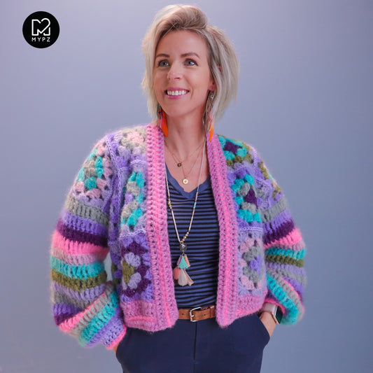 Crochet kit - MYPZ Granny Mohair Cardigan Purple Candy (ENG-NL-DE)
