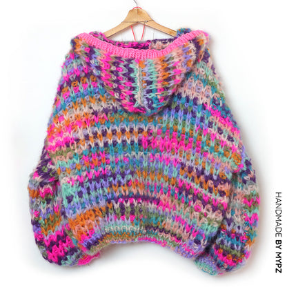 Knitting Kit – MYPZ Chunky Mohair Rib Cardigan Confetti with hoodie No.12 (ENG-NL)
