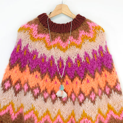 Knitting Kit – MYPZ Chunky Topdown Mohair Poncho Brownberry No.12 (ENG-DE-NL-ES-FR-IT-DA-SV-NO)