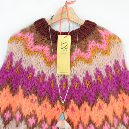 Knitting Kit – MYPZ Chunky Topdown Mohair Poncho Brownberry No.12 (ENG-DE-NL-ES-FR-IT-DA-SV-NO)