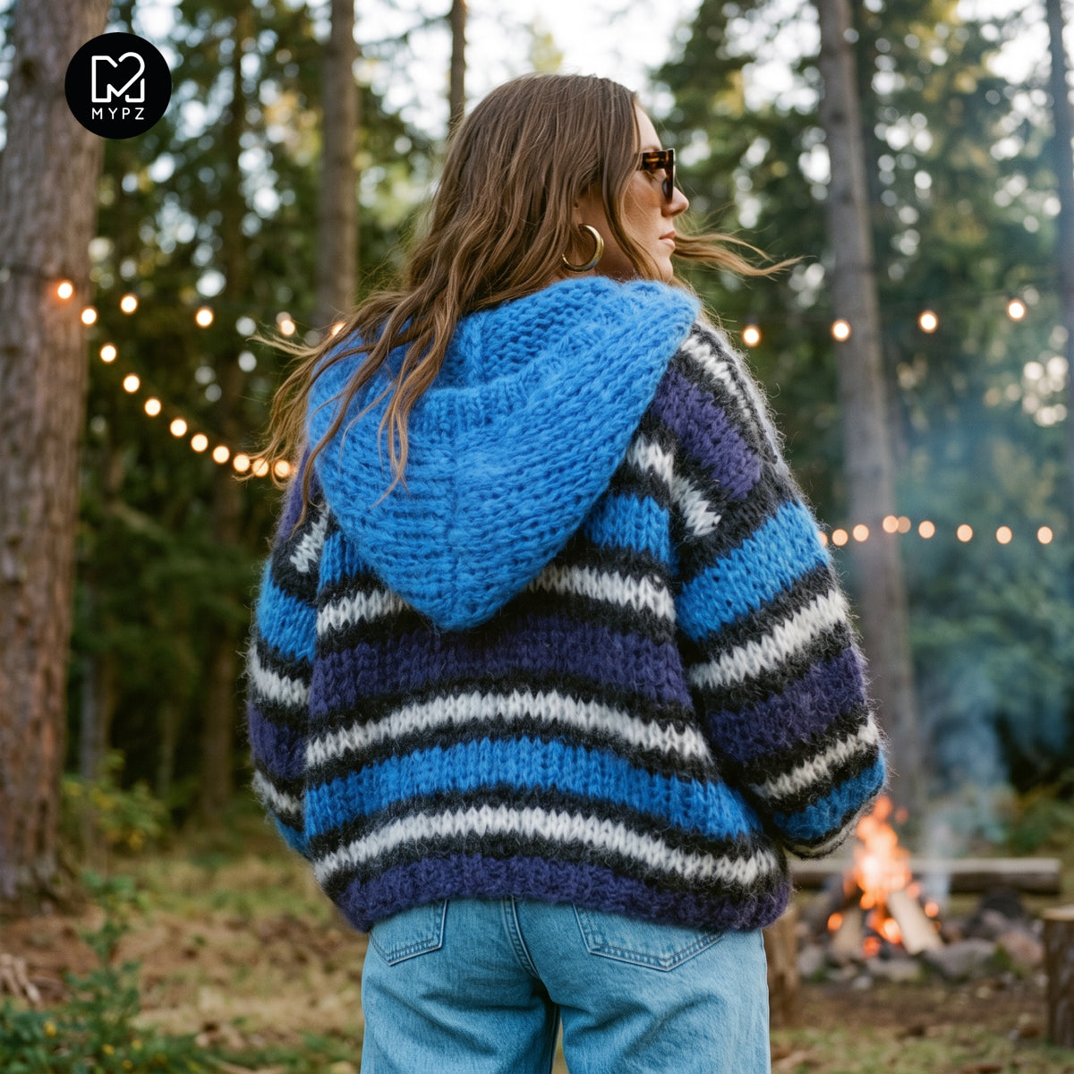Knit pattern – MYPZ Hooded Chunky Mohair Bomber Cardigan Blue No.15 (ENG-DE-NL-ES-FR-IT-DA-SV-NO)