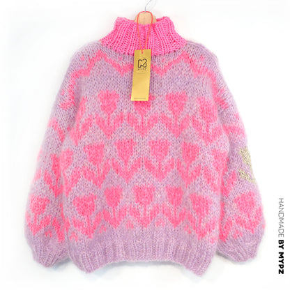 MYPZ Chunky Mohair Pullover Coral Tulips