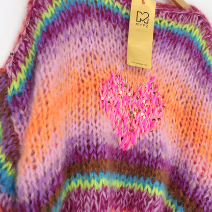 Knitting Kit – MYPZ Short Chunky Pullover Neon Hearts No15 (ENG-NL-DE)