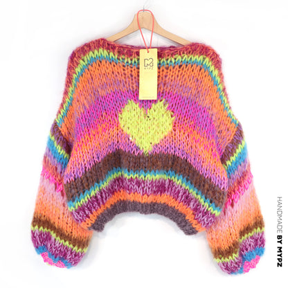 Knitting Kit – MYPZ Short Chunky Pullover Neon Hearts No15 (ENG-NL-DE)
