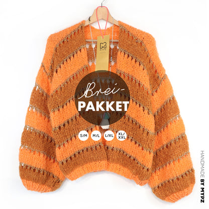 Knitting kit – MYPZ Light Alpaca Cardigan Golden Flow No10 (ENG-NL-DE)