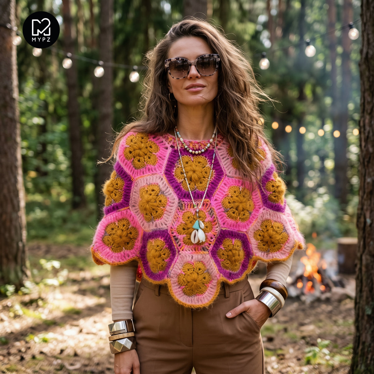 Crochet kit - MYPZ Poncho Pecan (ENG-DE-NL-ES-FR-IT-DA-SV-NO)