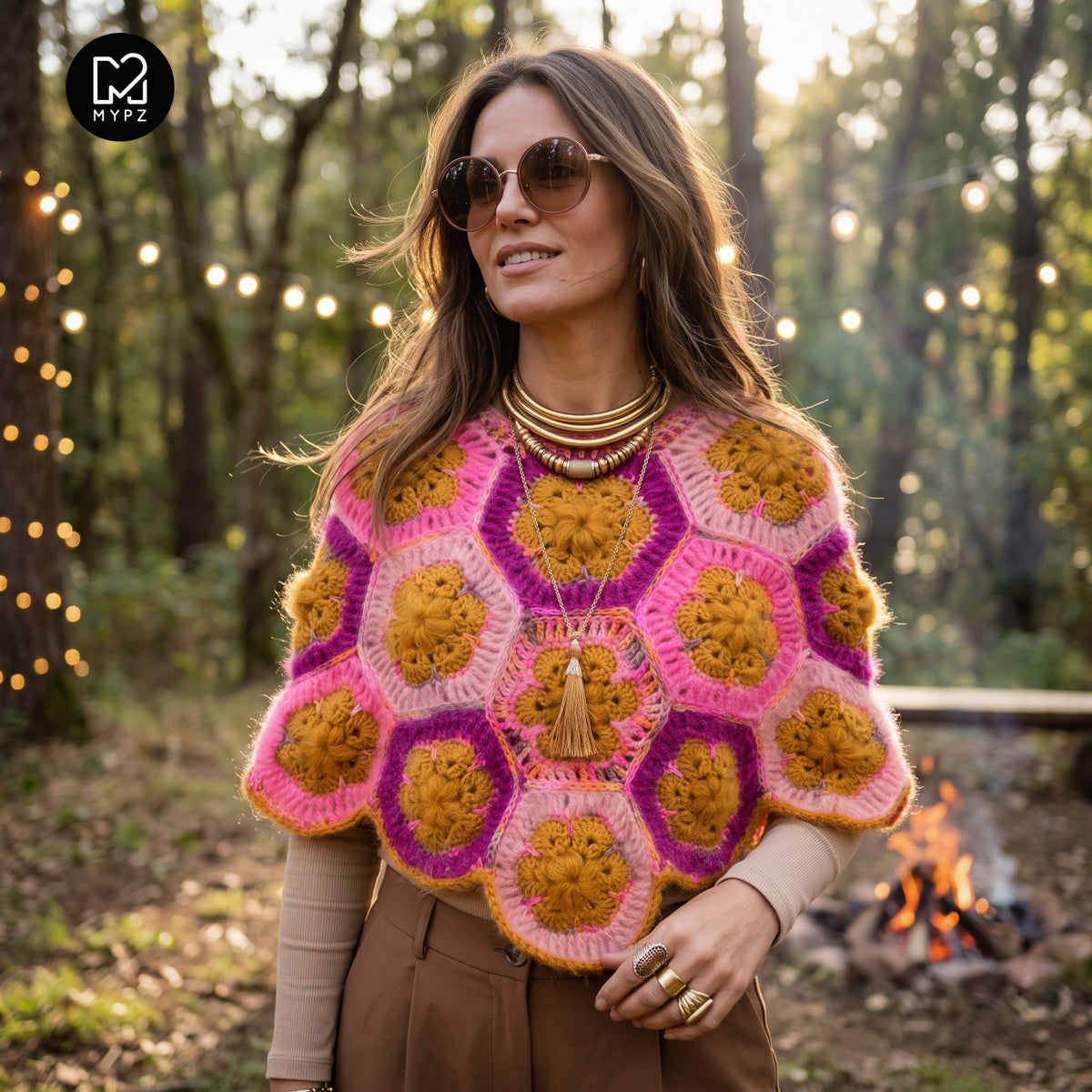 Crochet kit - MYPZ Poncho Pecan (ENG-DE-NL-ES-FR-IT-DA-SV-NO)