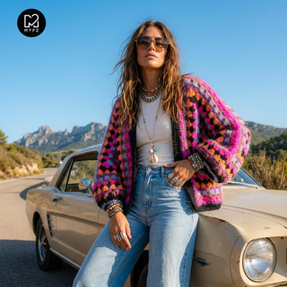 Crochet kit – MYPZ Hexagon Mohair Cardigan Wild (ENG-NL-DE)