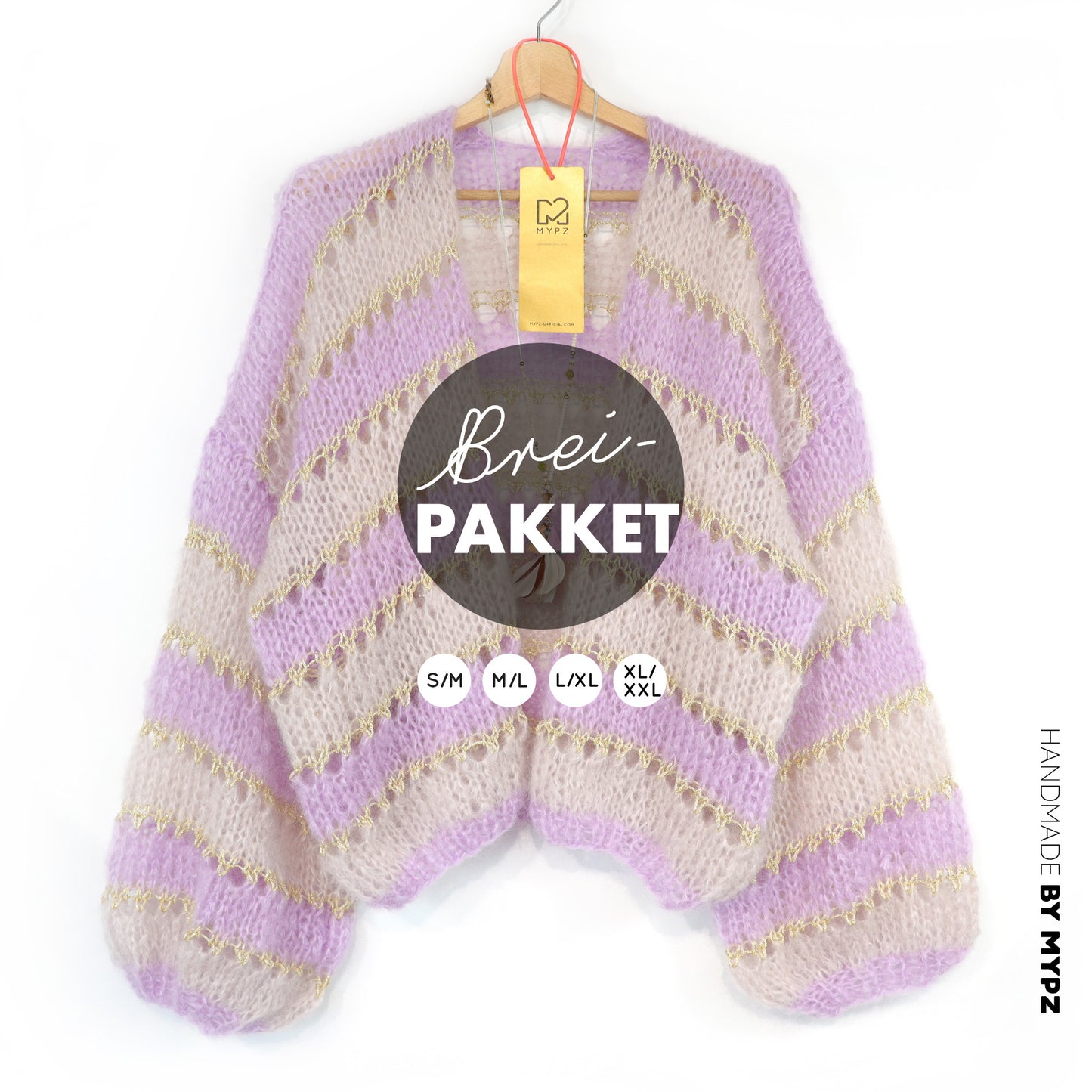 Knitting kit – MYPZ Short Light Mohair Cardigan Macha No10 (ENG-NL-DE-FR-ES)