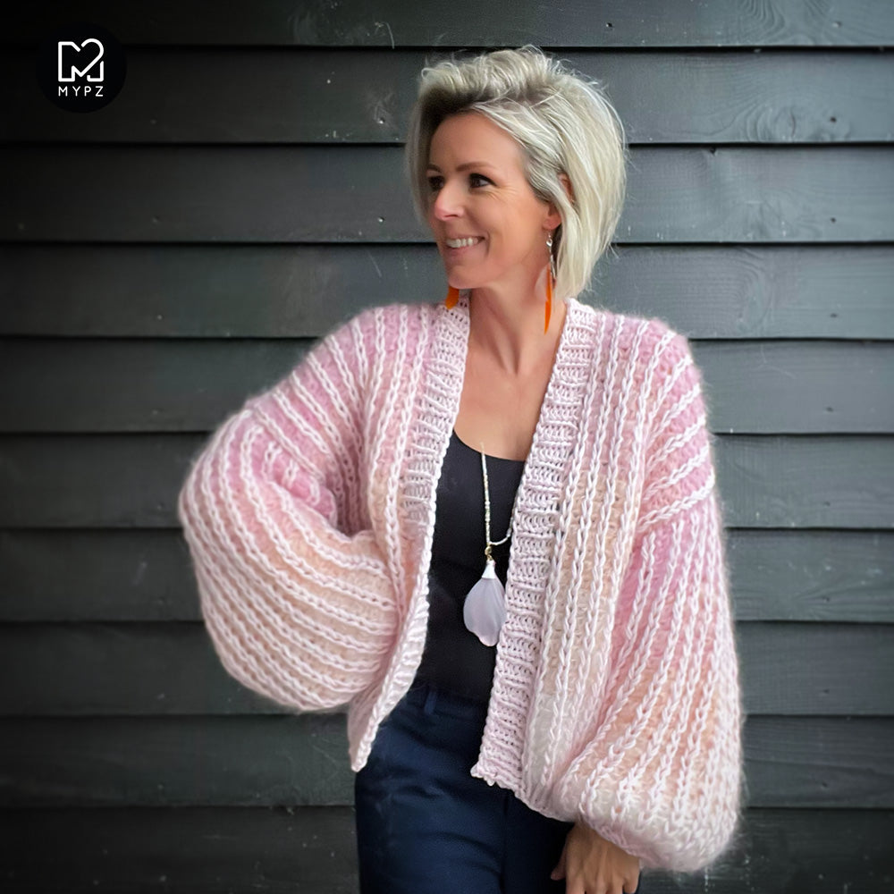 MYPZ Chunky Mohair Rib Cardigan Vanilla