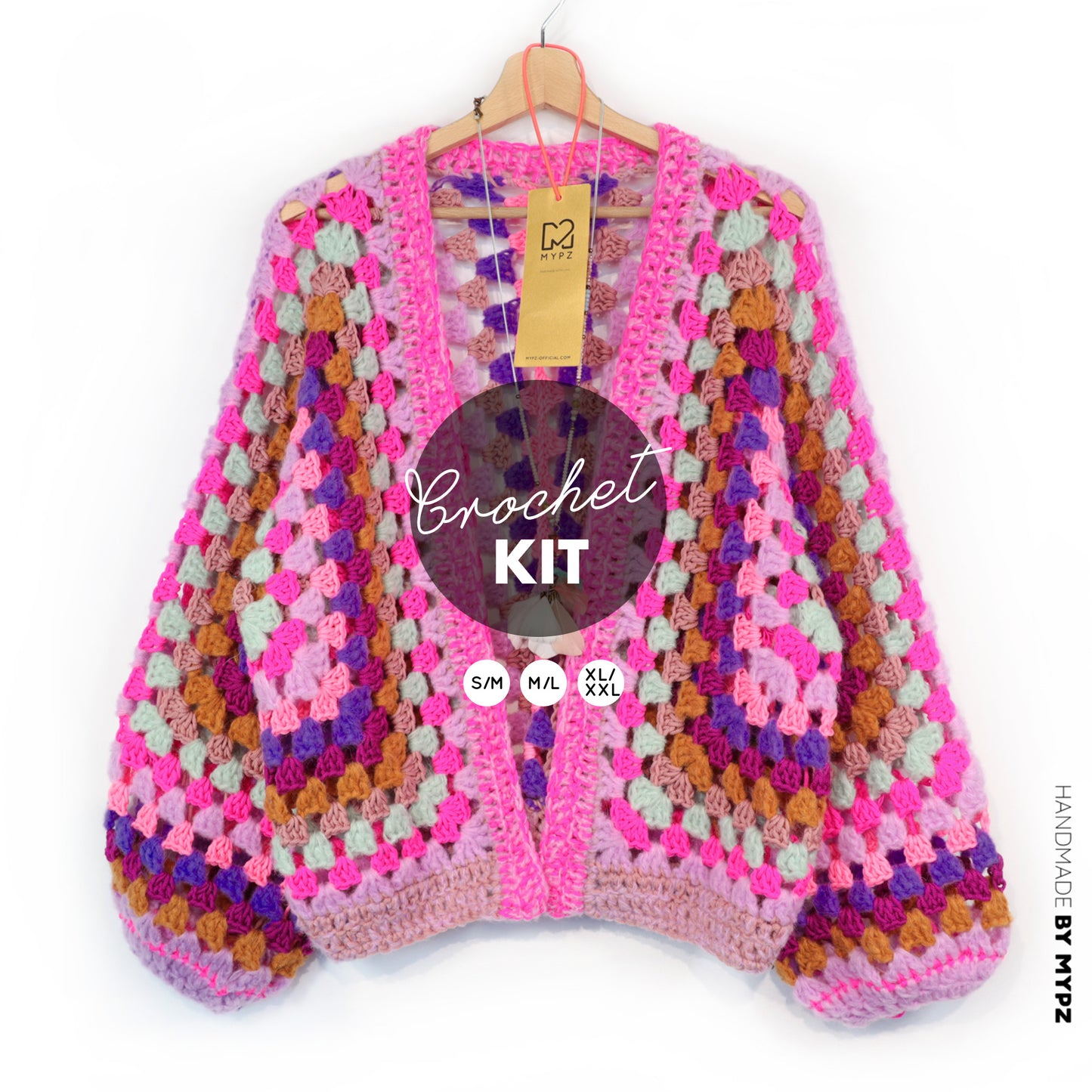 Crochet kit - MYPZ Hexagon Cardigan Violet Pop (ENG-NL-DE)