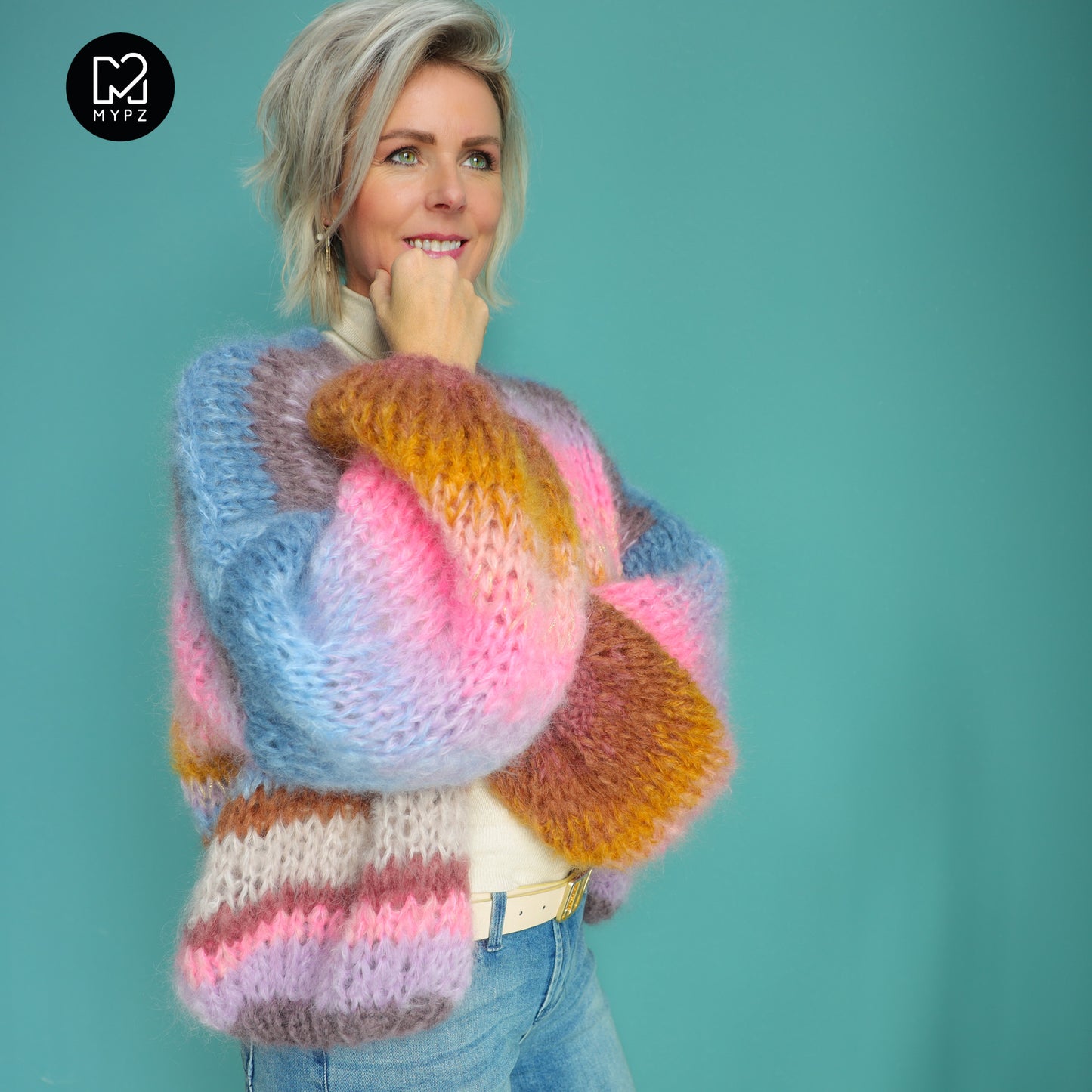 MYPZ Chunky Mohair Cardigan Blue Moon