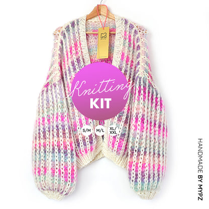 Knitting Kit – MYPZ Chunky Mohair Rib Cardigan Dusty-Pink No.12 (ENG-NL)