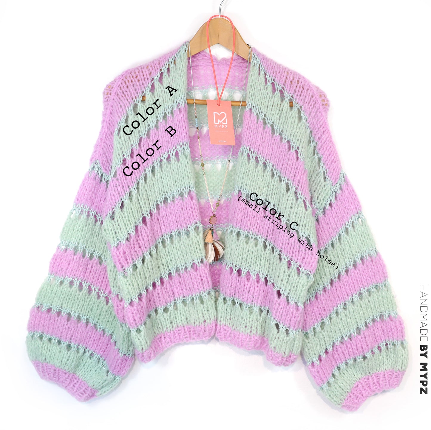 Knitting kit – MYPZ Light Alpaca Cardigan Minty Blush No.10 (ENG-NL-DE)