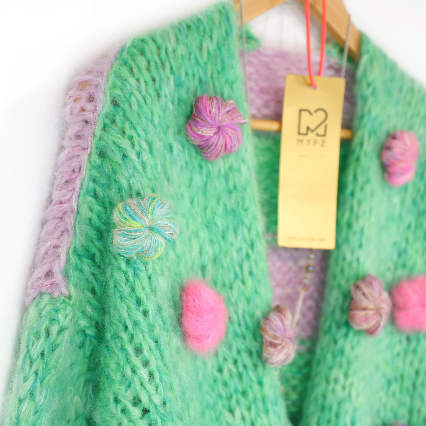 Chunky Mohair cardigan Mint Blossom