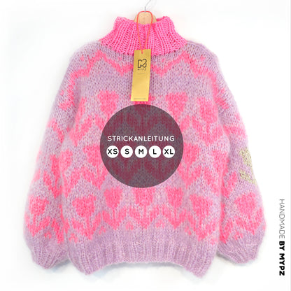 Knit pattern – MYPZ Chunky Mohair Pullover Coral Tulips No.9 (ENG-NL-DE)