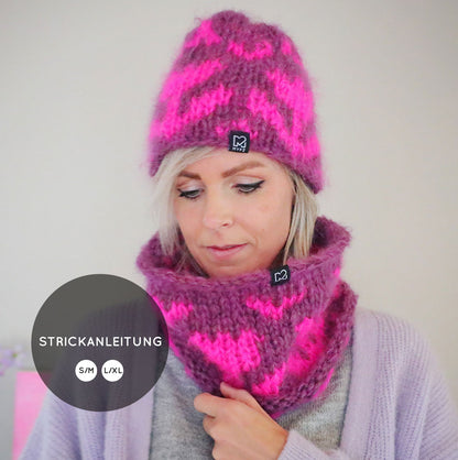 Knit pattern – Chunky mohair Tulips hat + snood (ENG-NL-DE)