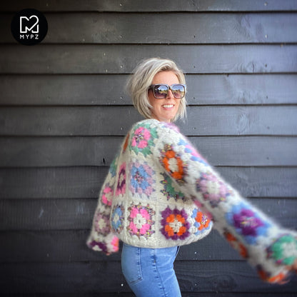 Crochet kit - MYPZ Dreamy Granny square bomber cardigan Off White (ENG-NL-DE-ES)
