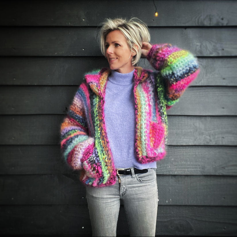 MYPZ mohair bomber cardigan with hoodie