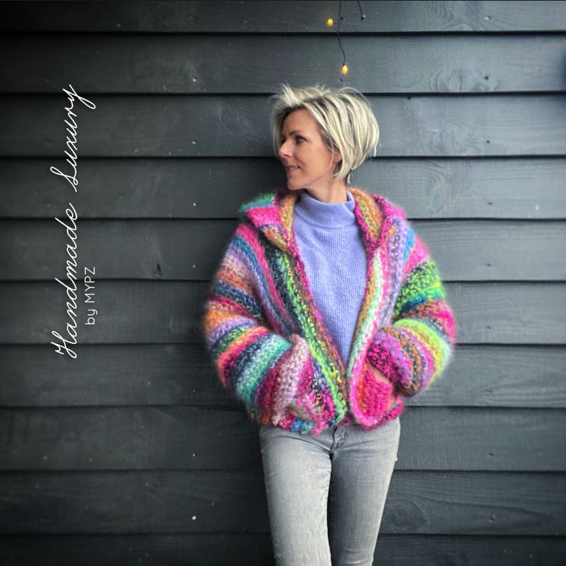 MYPZ mohair bomber cardigan with hoodie