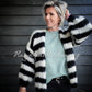 MYPZ chunky mohair black white striped cardigan