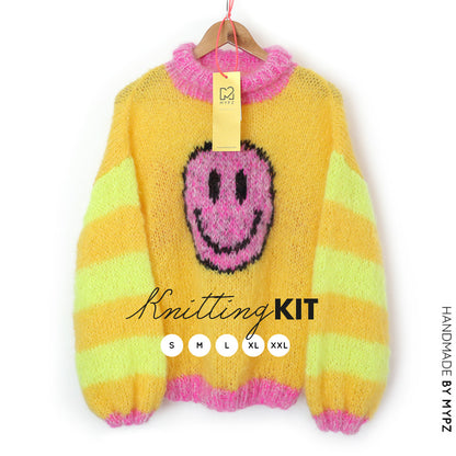 Knitting Kit – MYPZ Light Mohair Pullover Smiley Yellow No8 (ENG-NL)