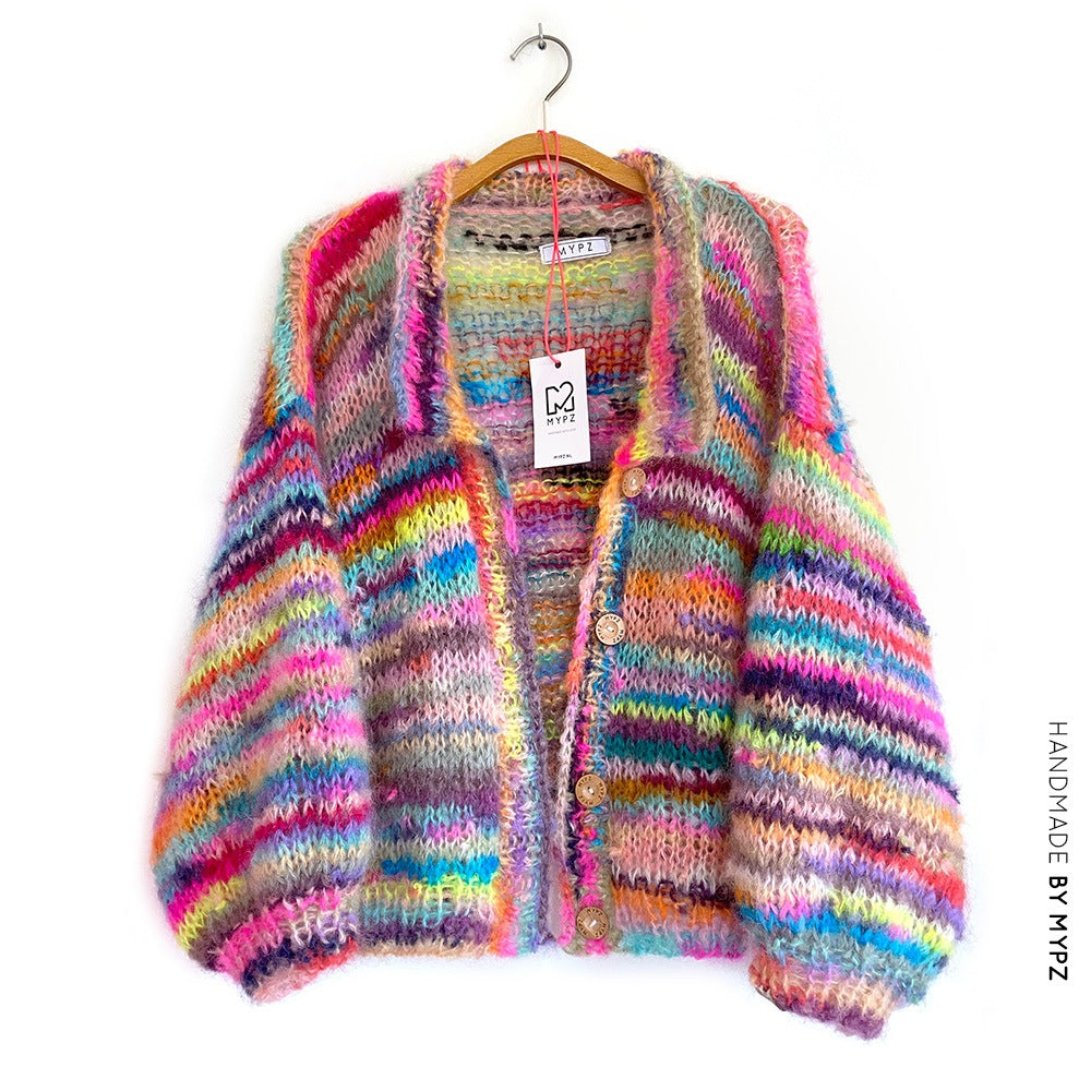 MYPZ Short light mohair scrap yarn cardigan